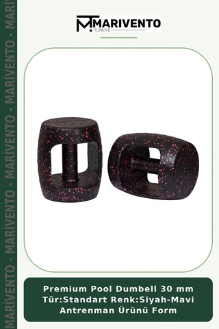 Premium Pool Dumbell 30 Mm Tür:standart Renk:siyah-mavi Antrenman Ürünü Form Siyah - Mavi
