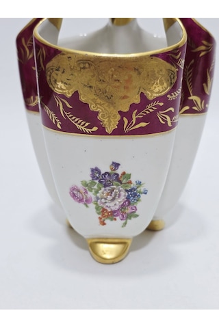 Perlam Limoges Çiçek Desenli Porselen Sepet 27x14x14cm Çok Renkli