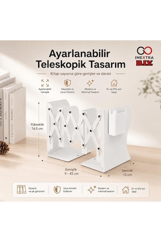 Lexroo Ayarlanabilir Teleskopik Metal Kitap Tutucu, Masaüstü Kitap Desteği Ve Raf Düzenleyici Stand
