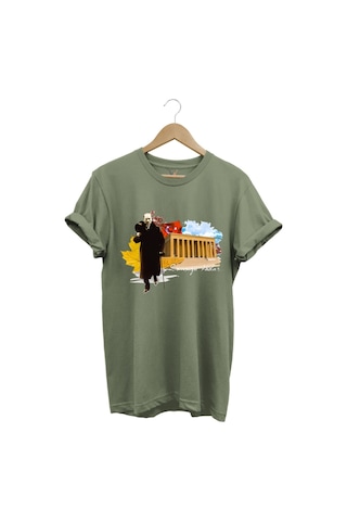 Atatürk Anıtkabir 10 Kasım 29 Ekim 23 Nisan 19 Mayıs Cumhuriyet Sonsuza Kadar Regular Fit T-shirt Haki