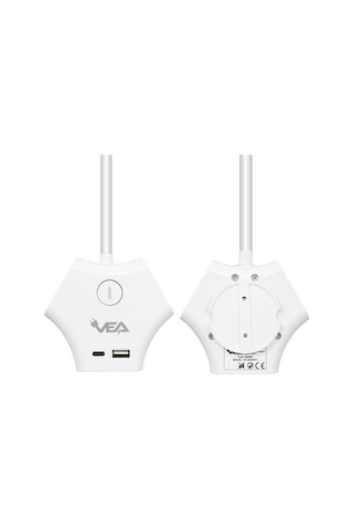 Vea Ve-g903yc 3 Lü Usb+ Type-c Girişli Anahtarlı 1.5 Metre Grup Priz 0