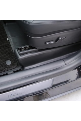 E-garaj Tesla Model Y İle Uyumlu Yarım Set Koltuk Taban Köşe Kaplamaları Abanoz - Beyaz