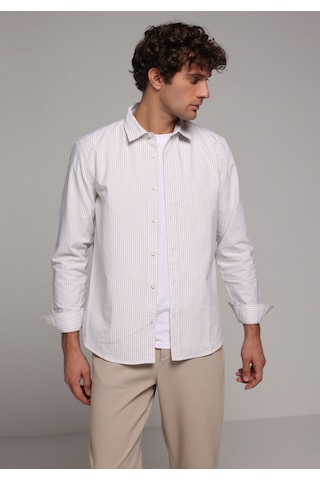 Colin's Colins Regular Fit Shirt Neck Çizgili Erkek Bej Uzun Kol Gömlek Cl1079703 Q1.v2 Beı Bej