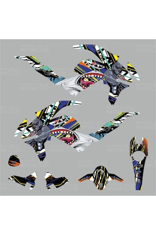 Cf Moto Nk 250 Sticker Set Shark & Dog Design Renkli