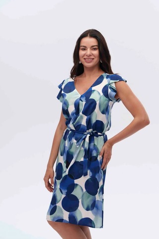 Desenli Fiyonk Bağlamalı Elbise Cnl Çok Renkli