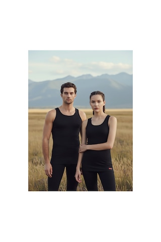 Blackspade Vücuda Oturan İçlik Unisex Termal Atlet Siyah / Beyaz, Isı Koruyucu İçlik-9260 Siyah