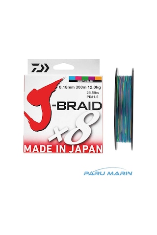 Daiwa J-Braid X8 Multi Color 300 Mt. 0.18Mm 12Kg. Ip Misina
