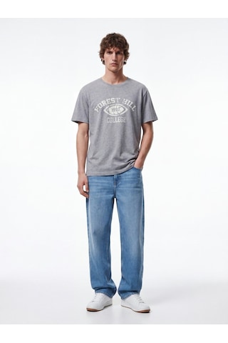 LTB Vintage Efektli Relaxed Fit Gri T-shırt