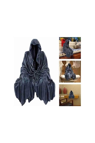 CajuArt Siyah Gotik Hayalet Heykeli Masa Raf Ucu Dekoratif Biblo