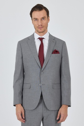 İmza Gri Mono Yaka Esnek 6 Drop Comfort Fit Classic Takım Elbise 1001250104 Gri
