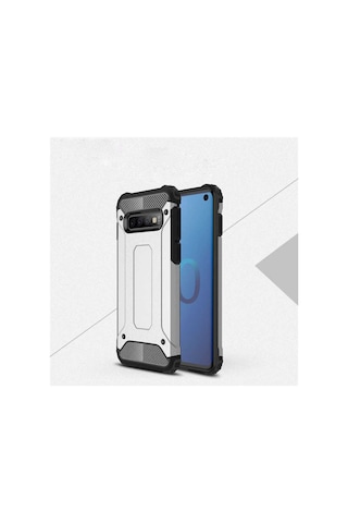 Ekılıf - Samsung Galaxy S10e Uyumlu Kılıf Çift Katman Zırh Tank Crash Military Kapak - Gri