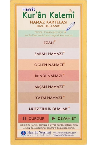 Kuran Kalem Kolay Kullanım Kartı ve Namaz Kartelası