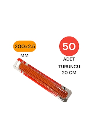 Tek-iş Plastik Kablo Bağı Klipsi Cırt Kelepçe 200 Mm X 2.5 Mm Turuncu 50 Adet