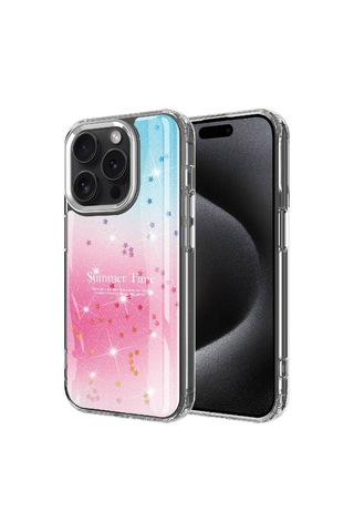 Apple Uyumlu iPhone 15 Pro Kılıf Simli Desenli Parlak Task Kılıf