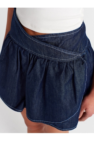 Dilvin 80577 %100 Pamuk Anvelop Mini Denim Etek-lacivert