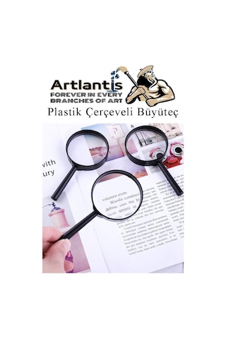 Büyüteç 90 Mm 1 Adet 5x Plastik Sap Çerçeveli Büyüteç Merçek Okul Büro Ofis