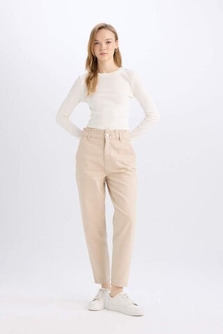 DeFacto Paperbag Gabardin Kumaş Pantolon Standart Paça Cepli S2790AZ25SPBG115 Bej