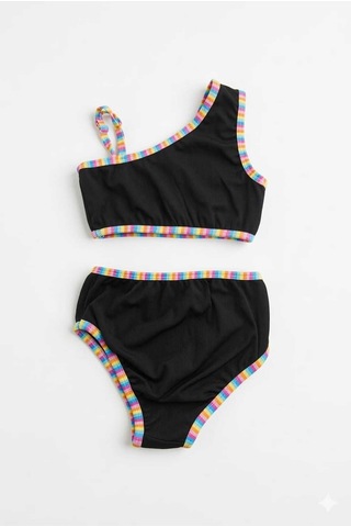 Beniizle Lyrax Baskılı Kız Çocuk Bikini Takımı Siyah