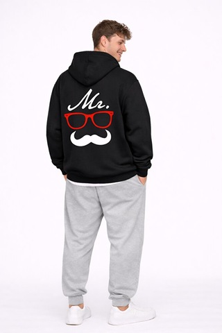 Nevermind Sevgili Kombini Komik Surat Baskılı Siyah Oversize Hoodie Seti Ka