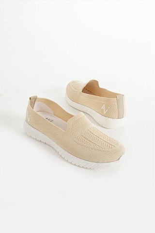 Adımist Kadın Örme Ses Yapmaz Ortopedik Rahat Hafif Günlük Sneaker Ayakkabı Bej