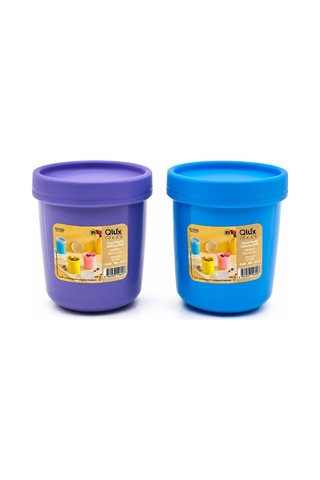 Qlux L-01015 No-2 Quick Yuvarlak Saklama Kabı Ve Kase - Kapaklı Renkli 600 Ml- 12'li Paket Diğer