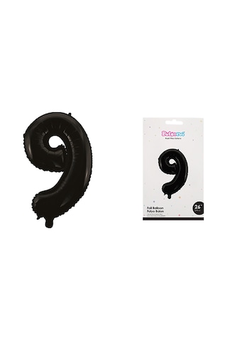 Folyo Rakam 9 Yaş Mat Siyah 26 Inc 66 Cm Pipetli Doğum Günü Balonu Çok Renkli