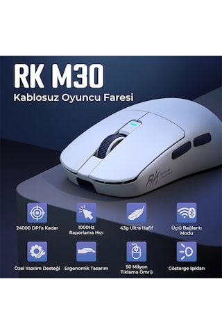 Royal Kludge Rk M30 43g Ultralight Tri-mode Kablosuz Gaming Mouse Standart