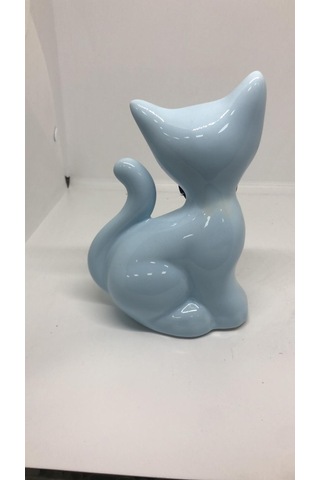 Lebron Masaüstü Dekoratif Seramik Kedi Objesi Mavi