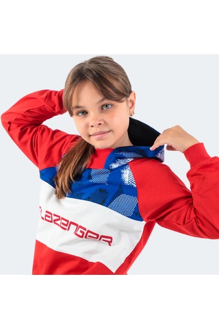 Slazenger DRAGICA IN Çocuk Kapüşonlu Cepli Kırmızı Sweatshirt