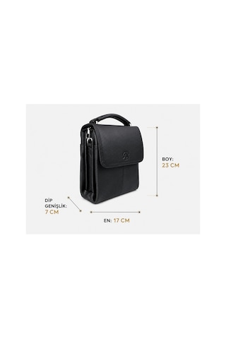 Alphaclub Bag Erkek Hakiki Deri Mat Siyah El Omuz Ve Postacı Çantası
