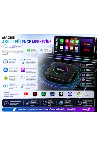 Carlinkit Tbox Max Ambient 13.0 8gb/128gb Kablosuz Carplay & Android Auto Diğer