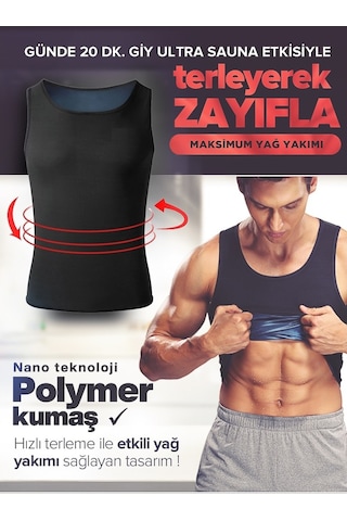 Keufman Erkek Termal Sauna Pro Atlet Sauna Etkili Terleme Atleti Siyah