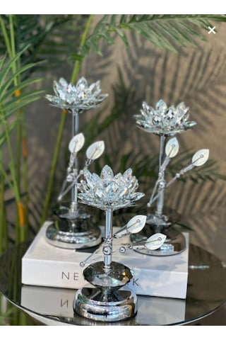Elta Collection Kristal Taşlı Gold Şamdan 3 Lü Set Lüks Dekoratif Konsol Ve Masa Aksesuarı