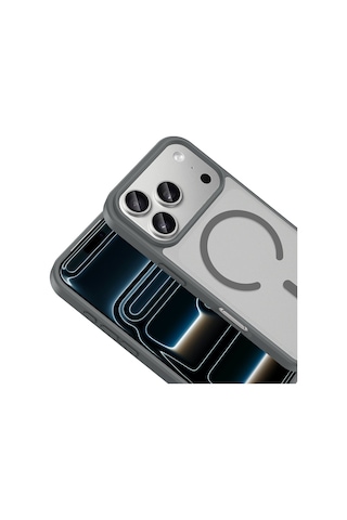 Maks Technology Apple Uyumlu iPhone 18 Pro Max Kılıf M-safe Şarj Özellikli Mkst Babet Kapak - Gri