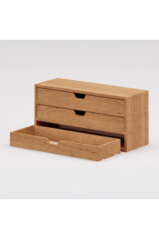 Desna Üç Katlı Üç Çekmeceli Mini Dolap 34 Cm Uzunluk X 12.1 Cm Genişlik X 15.8 Cm Woodsaka Doğal Ahşap