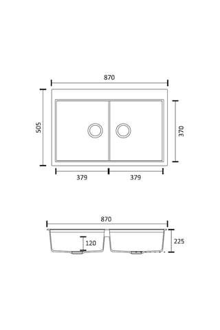Polex Cristalüx Granit Evye P-2XLN Antrasit 2 Hazneli Tezgah Altı Ve Tezgah Üstü Mutfak Evyesi 80.5x51.5 CM