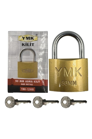 Sarı Asma Kilit 50 Mm 3 Anahtarlı Sarı Boyalı Sağlam Kilit Kod : Ymk-1250b