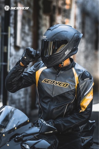 Motoanl Motosiklet Montu 4 Mevsim Deri Ve Maxdura Kumaş Racing Mont Pu Leather Black-gold