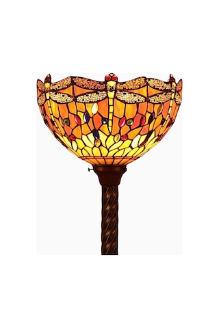 Bieye L30714 Dragonfly Tiffany Style Vitray Torchiere Yer Lambası 67 Inç Diğer