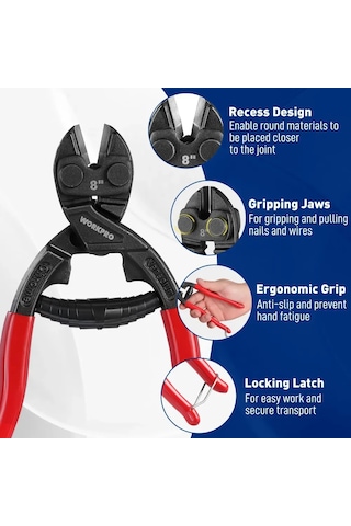 Konesam 203 Mm Kompakt Tel Kesme Pensesi, Yaylı, 4 Mm Çelik Çubuk Kesme, 60crv Gövde, Siyah Yüzey