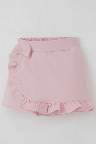 Breeze Kız Çocuk Şort Etek Fiyonk Aksesuarlı Fırfırlı 3-8 Yaş, Pembe Pembe