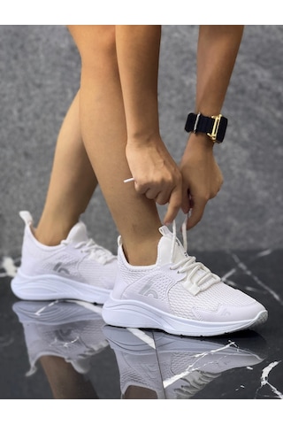 Bağcıklı Unisex Çocuk Spor Ayakkabısı-beyaz-325 Beyaz