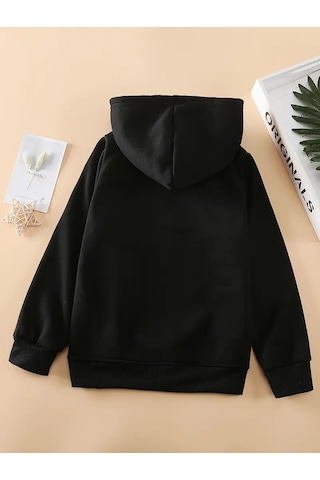 Çocuk Yeşil Ejderha Baskılı Tasarım Sweatshirt Siyah