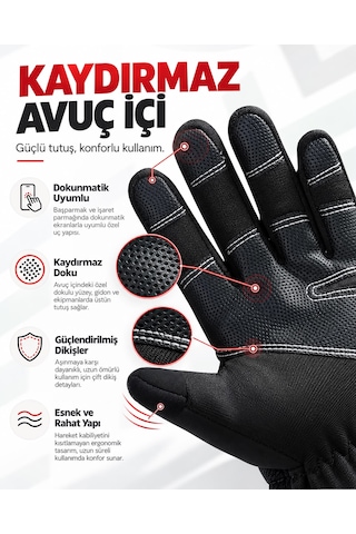 Assamoto Su Ve Rüzgar Geçirmez Softshell Unisex Siyah Renk Scooter, Bisiklet-motosiklet Eldiveni Dokunmatik Özellikli Kışlık Eldiven