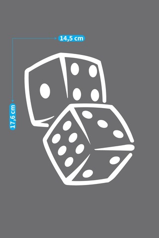 Beyaz İkili Zar Araç Sticker 21x29 Cm, Oto Sticker, Araba Sticker