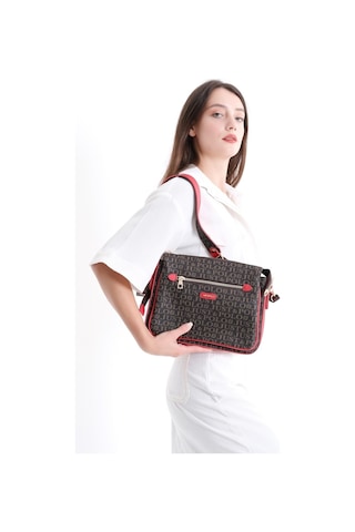 Just Polo Lüks Tasarım Kadın 3 Gözlü Çapraz Postacı Ve Omuz Çantası 29x20cm Kahverengi Kırmızı
