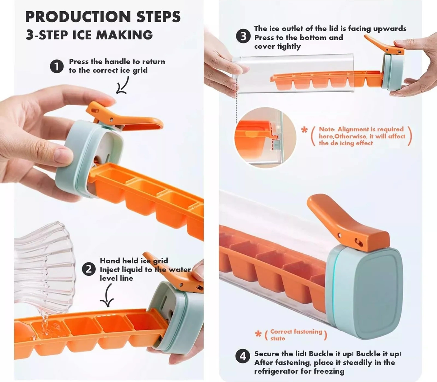 Youtek Oranj Tek Elle Basılabilir Buzluk - 6 Bölmeli Ev Kullanıma Uygun - Yiyecek Grubu Pc+pp - Spill Proof Kapaklı Buz Depolama Kutusu Çok Renkli