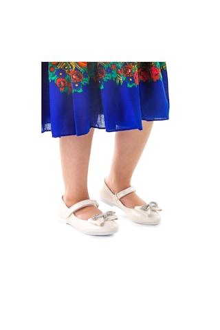 Kiko Kids Papyon Taşlı Cırtlı Kız Çocuk Babet Ayakkabı 254 Cilt Sedef 001