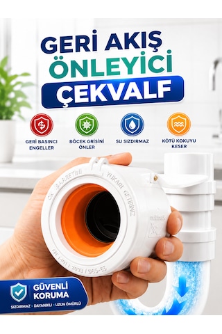 Ø50 Lavabo Gideri Çekvalfli Koku Ve Böcek Önleyici Adaptör Beyaz