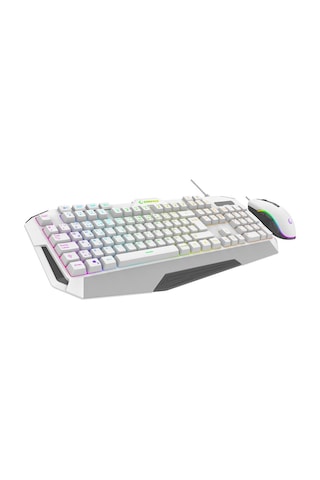 Rampage Km-34 Glare Beyaz Usb Rgb Aydınlatmalı Q 12800 Dpı Mouse Gaming Oyuncu Klavye Set Optik